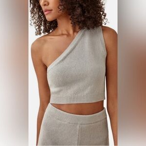 REFORMATION SLATE GRAY ROZE One-shoulder Crop Top KNIT XL